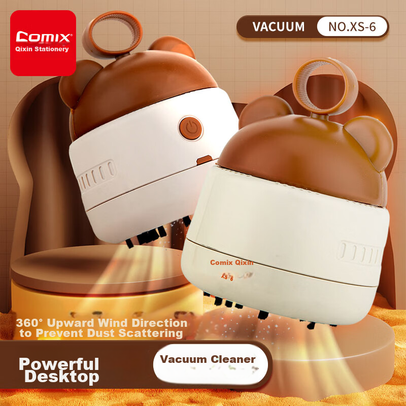 COMIX Powerful Suction Desktop Vacuum Cleaner, Eraser Debris Cleaner, Mini Portable Dust Removal And Cleaning, Back-To Essential, XS-6 White