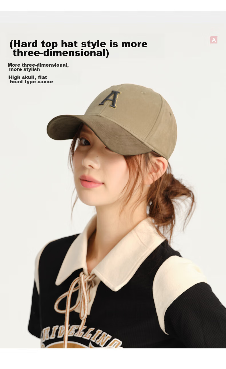 CACUSS Women's Embroidered Baseball Cap Spring Duckbill Hat Luxury Pure Cotton Hard Top Face-Slimming Sun Hat Peony Pink 5