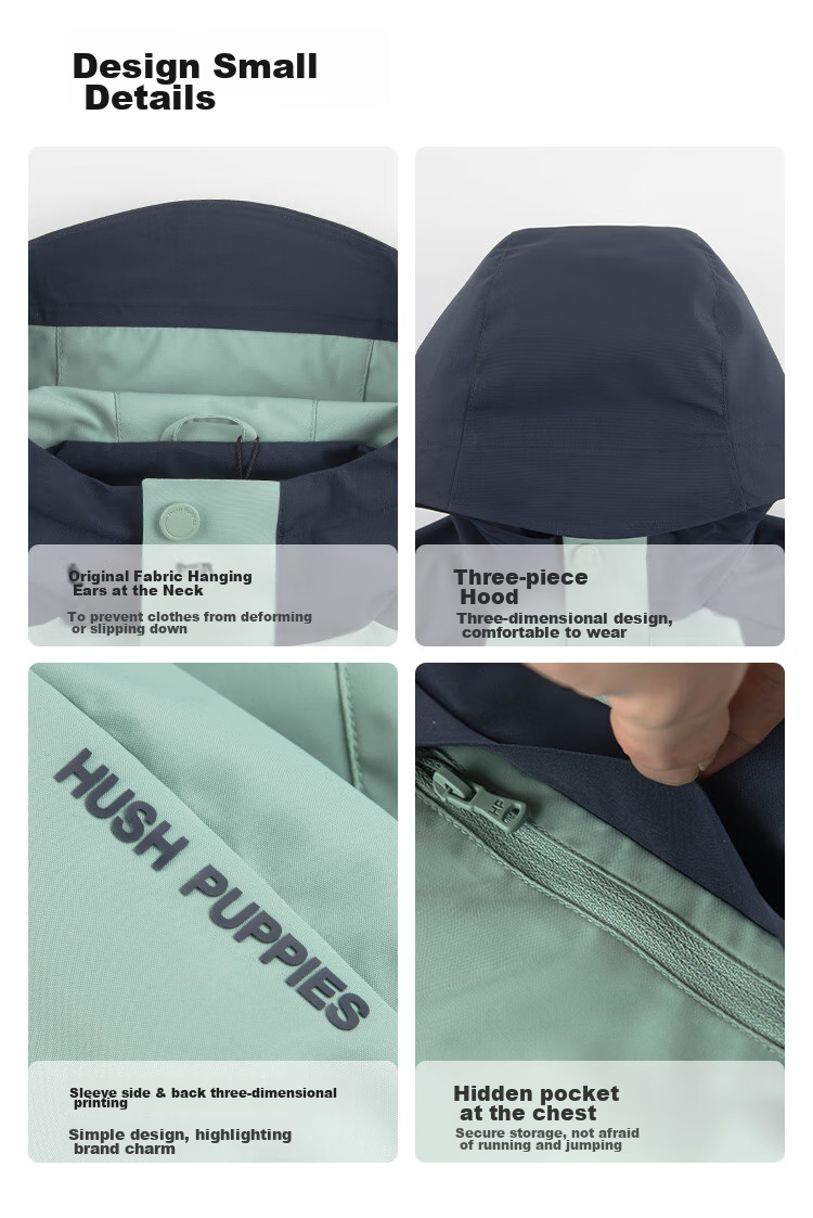 Hush Puppies Children's Triple-Protection Jacket, Spring And Autumn Outdoor Hooded Windbreaker for Boys And Girls, Polar Gray, Size 140 8