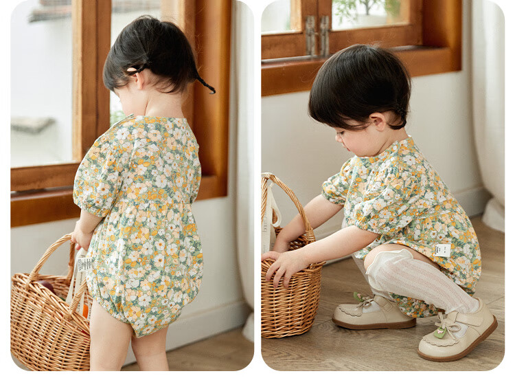 Wismorni Baby Girl Short-Sleeve Bodysuit, Summer Thin Style, Infant Summer Outfit, Triangle Romper, Princess Onesie 17