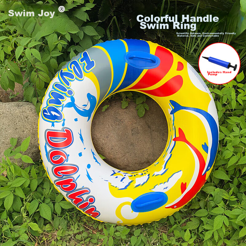 Yonglebao Thick Colorful Swimming Ring with Handles, Armpit Float Life Buoy Cartoon Design for Children And Adults, Water Play Inflatable Rings, 2-Pack