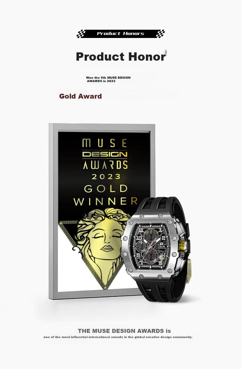 TSAR BOMBA Racing Driver Series Men's Watch, Self-Chic Cool Student Brand Front Barrel-Shaped Wristwatch, Gift for Boyfriend 3
