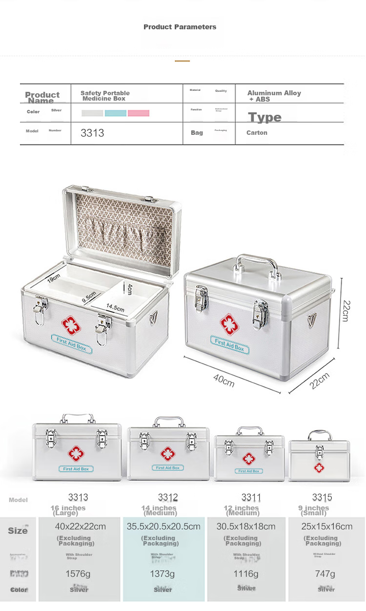 Weijian Medical Box, Home First Aid Kit with Lock, Storage Box, Family Medicine Cabinet, Aluminum Alloy 10