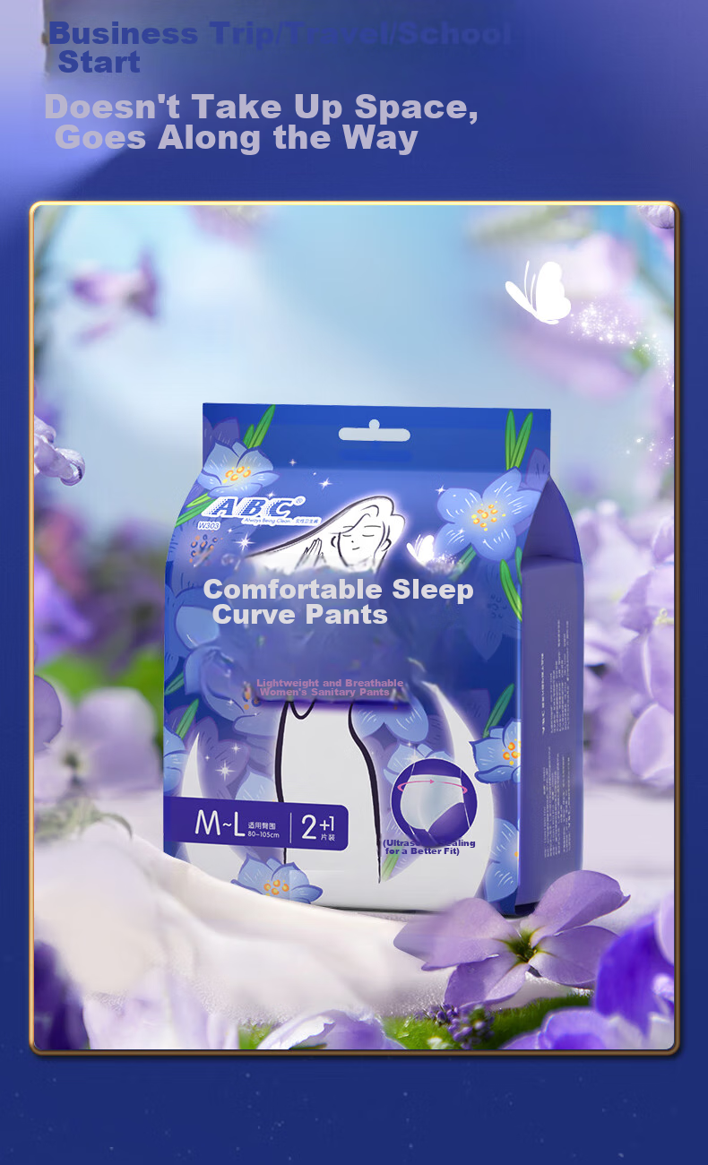 ABC Sleep Curve Pants Breathable Non-Stuffy Pants-Shaped Sanitary Napkin Set Sold by JD XL Large Size 8 Packs 40 Pieces 10