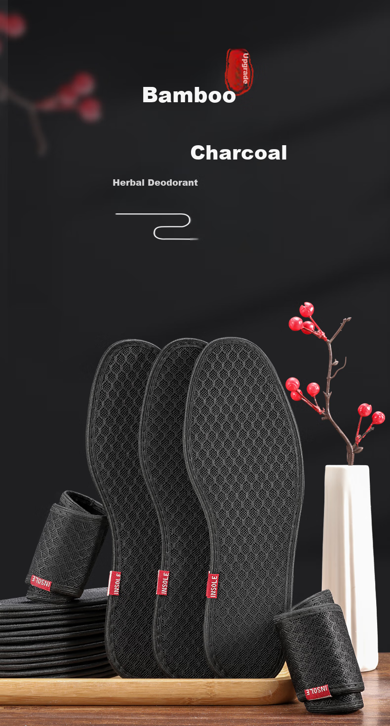 Bangnishi Jia 6 Pairs of Bamboo Charcoal Insoles, Odor-Resistant, Breathable, Sweat-Absorbing, Deodorizing, Fresh-Scented, for Men And Women, Suitable for Sports Leather Shoes in Summer 1