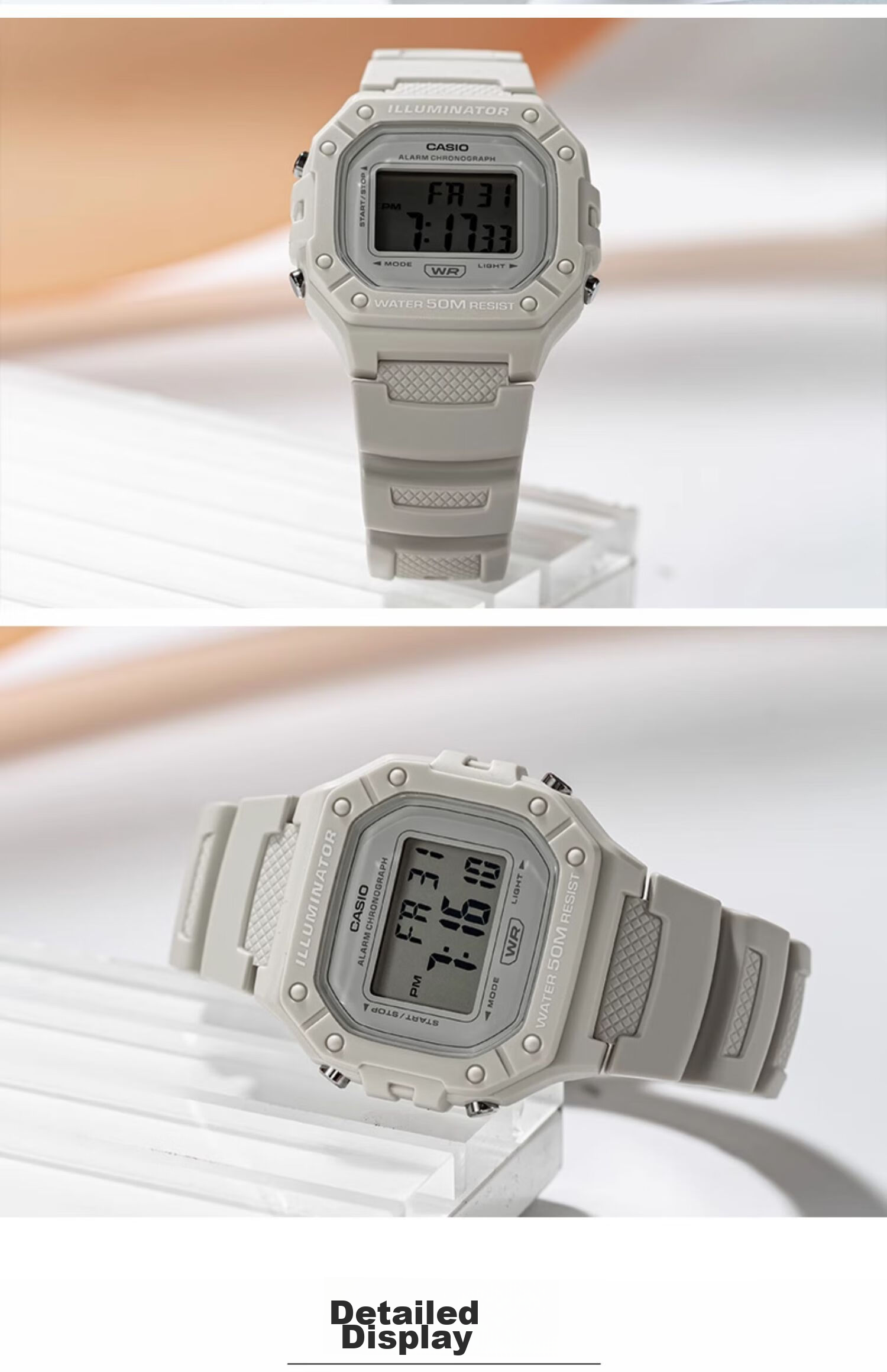 Casio Watch, Retro Small Square Design, Water-Resistant, Student Sports Digital Watch, Electronic Watch for Men And Women, Gift, W-218HC 8
