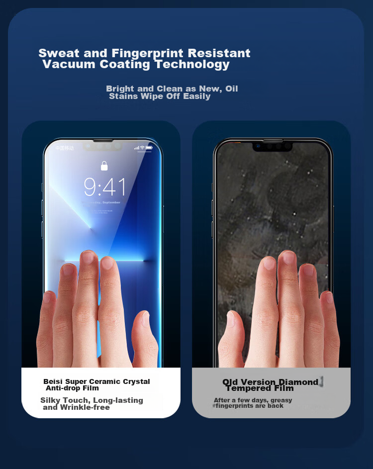 Baseus Tempered Glass Screen Protector for IPhone 14 Plus/13 Pro Max, Ultra-Ceramic Crystal Clear Anti-Drop Anti-Fingerprint HD Full Coverage Front Film, 2-Pack 14
