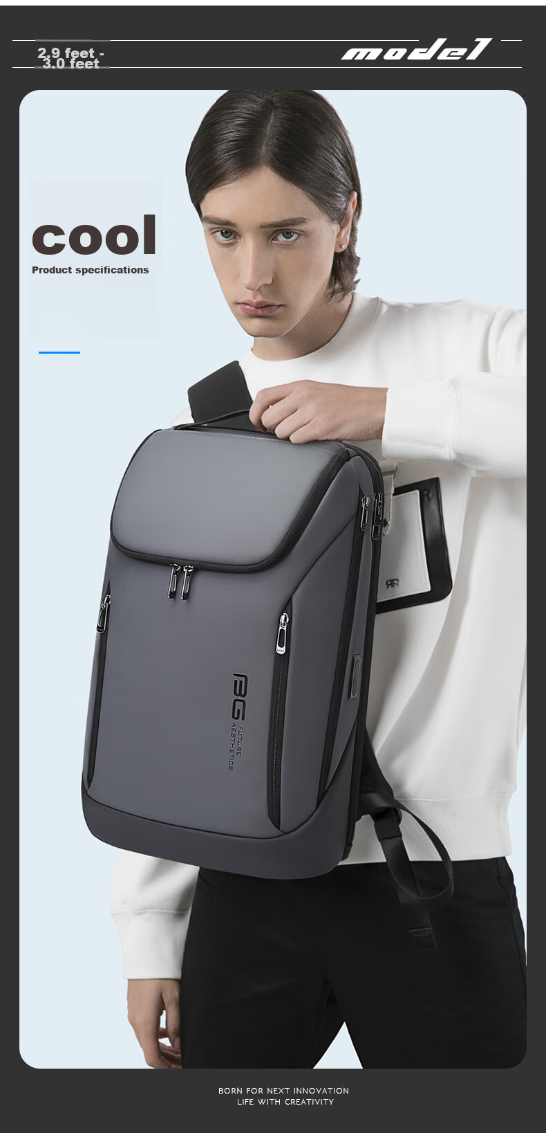 Bange Backpack, Men's Business Backpack, Large Capacity, College Student Schoolbag, Travel Bag, 16-Inch Laptop Bag 4