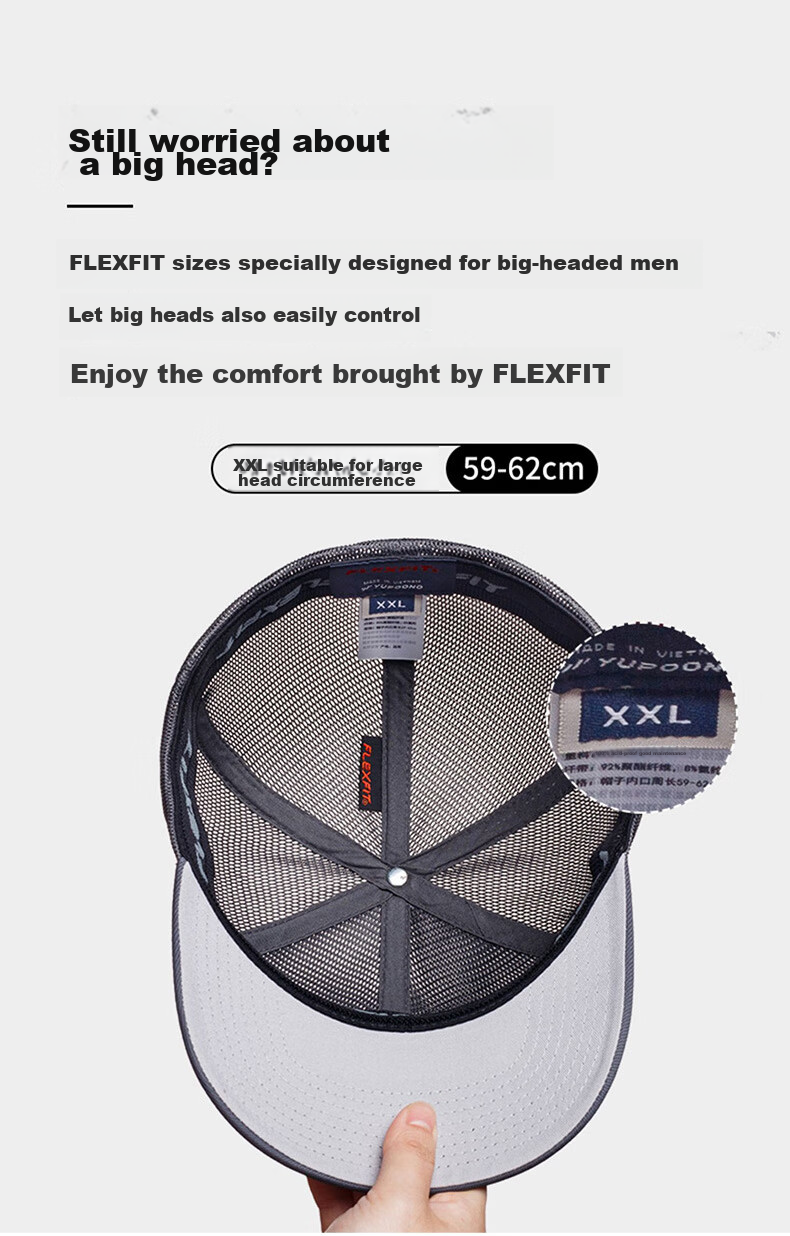 FLEXFIT Mesh Baseball Cap for Men, Summer Sun Protection Visor Cap, Breathable Duck Tongue Cap, Fully Enclosed Elastic Hat 6