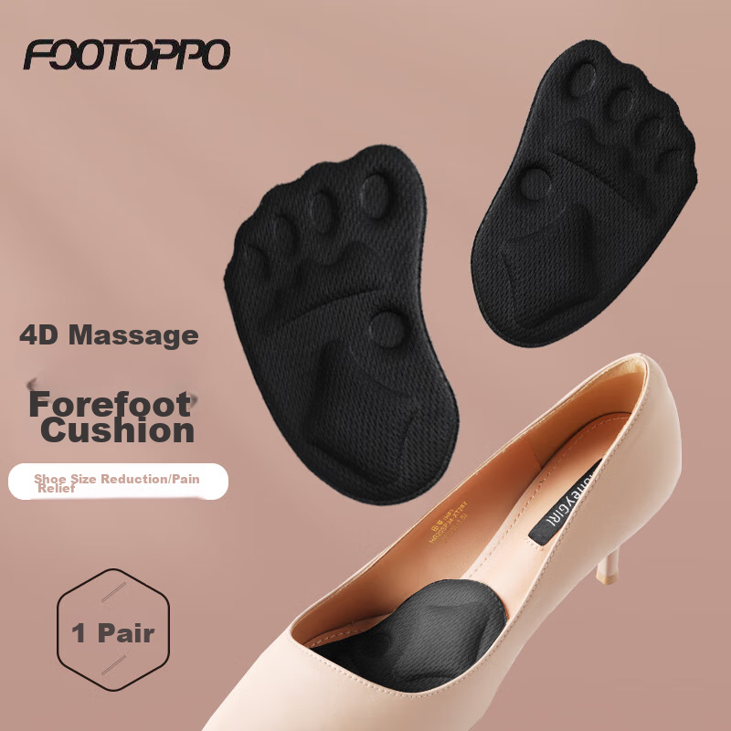 FOOTOPPO Sponge Foam Foot Pads, Palm Pads, Half-Size Women's High Heels, Insoles for Toe, Anti-Pain, Non-Slip, Shock-Absorbing Shoe Inserts for Wome