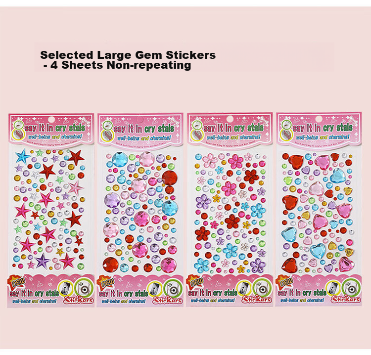 Danmiqi Children's Sticker Toys, Girls' Ddiy Diamond Large Gemstone Stickers, Crystal Sticker Toys, 20 Pieces 5