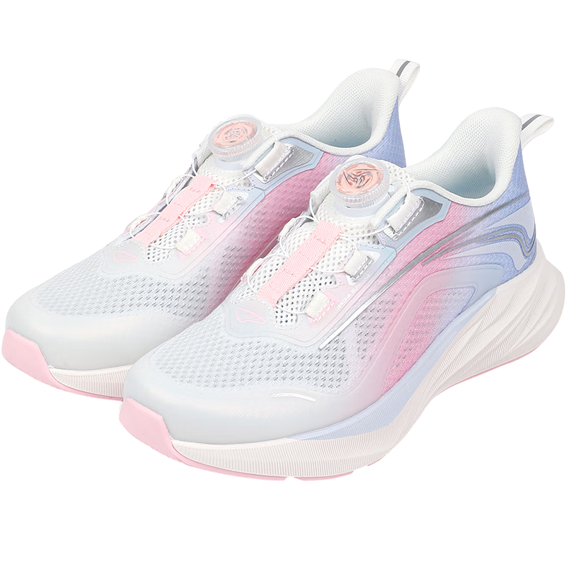 DR路KONG Sports Shoes Spring Season Boys And Girls No-Tie Rotary Buckle Children's Running Shoes 2C10A1006EW Beige/pink/blue Size 40