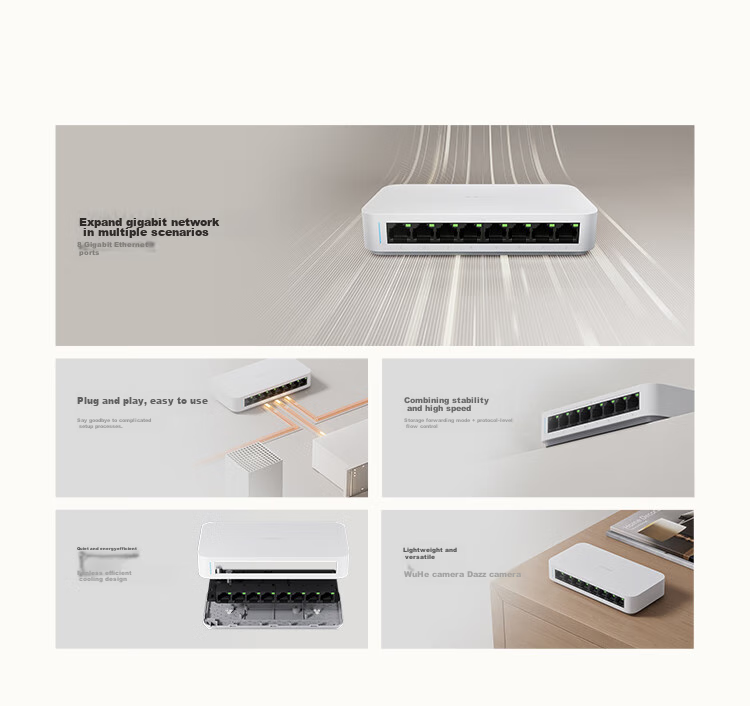 MI 2.5G Switch, 2.5G Electrical Ports *4 + 10G Optical Ports *2, Enterprise-Grade Gigabit Switch, Monitoring Network Cable Splitter, Flow Distributor 2