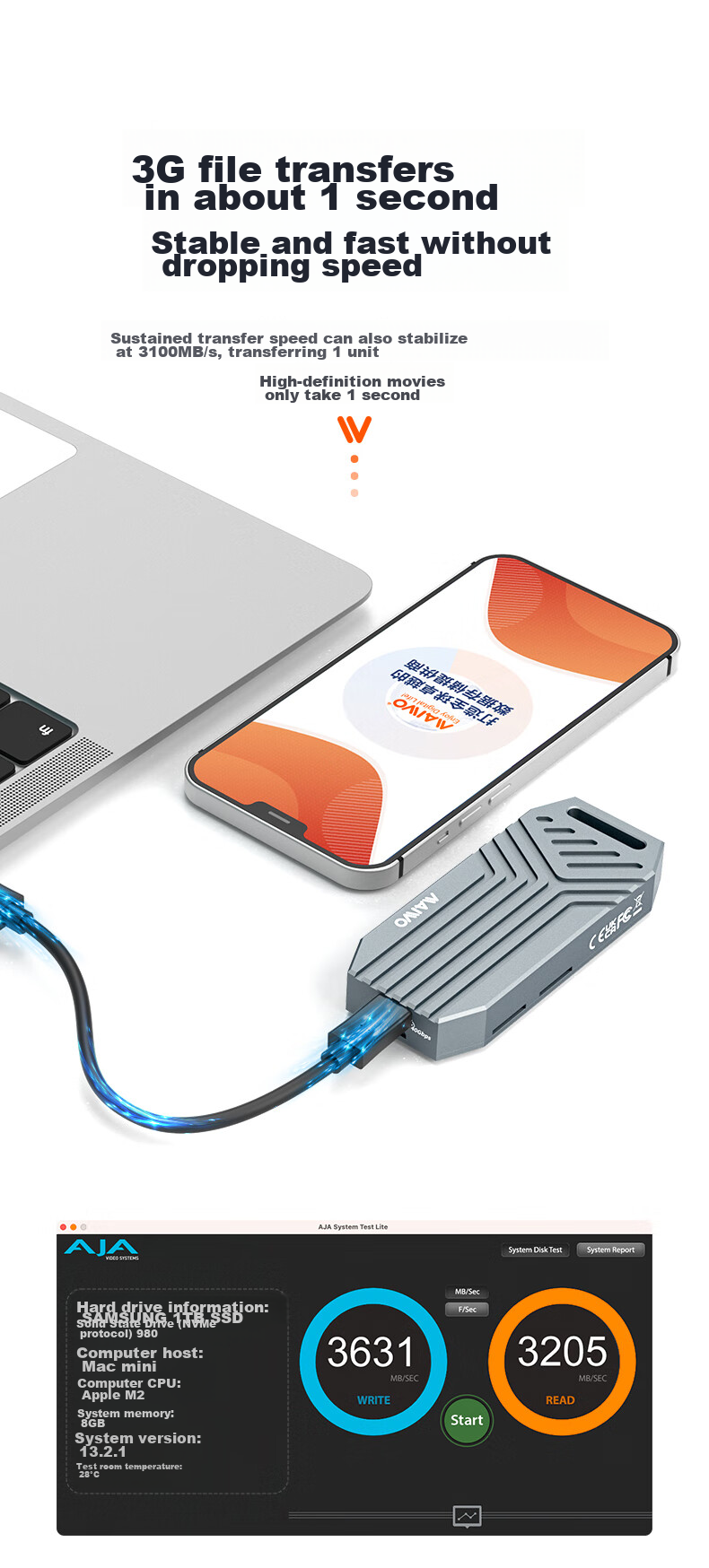 MAIWO USB4.0 Hard Drive Enclosure M.2 NVMe SSD Enclosure 40Gbps Compatible with Thunderbolt 5/4/3 Built-In Fan for Apple Macmini Laptop K1695F 7
