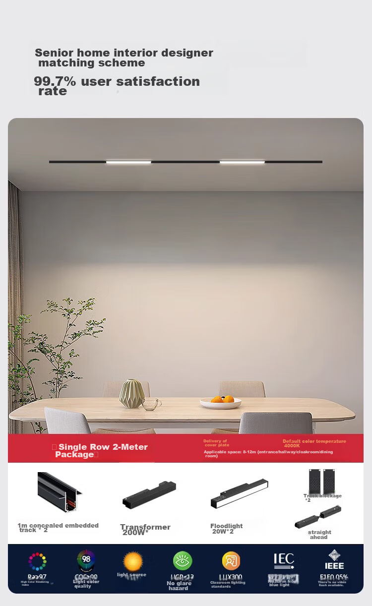 JIAOJIAOZHE Magnetic Track Light, Recessed Light Trough, No Main Light Illumination, Living Room Track Spotlight, LED Rail Light, 1-Meter Track Installatio 12