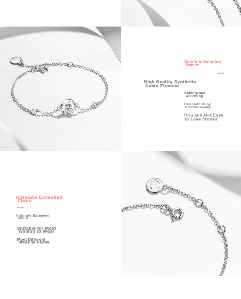 Fanci Love at First Sight Bracelet for Women, Silver Jewelry Rose Flower Blue Necklace Birthday Confession Anniversary Gift for Girlfriend 9