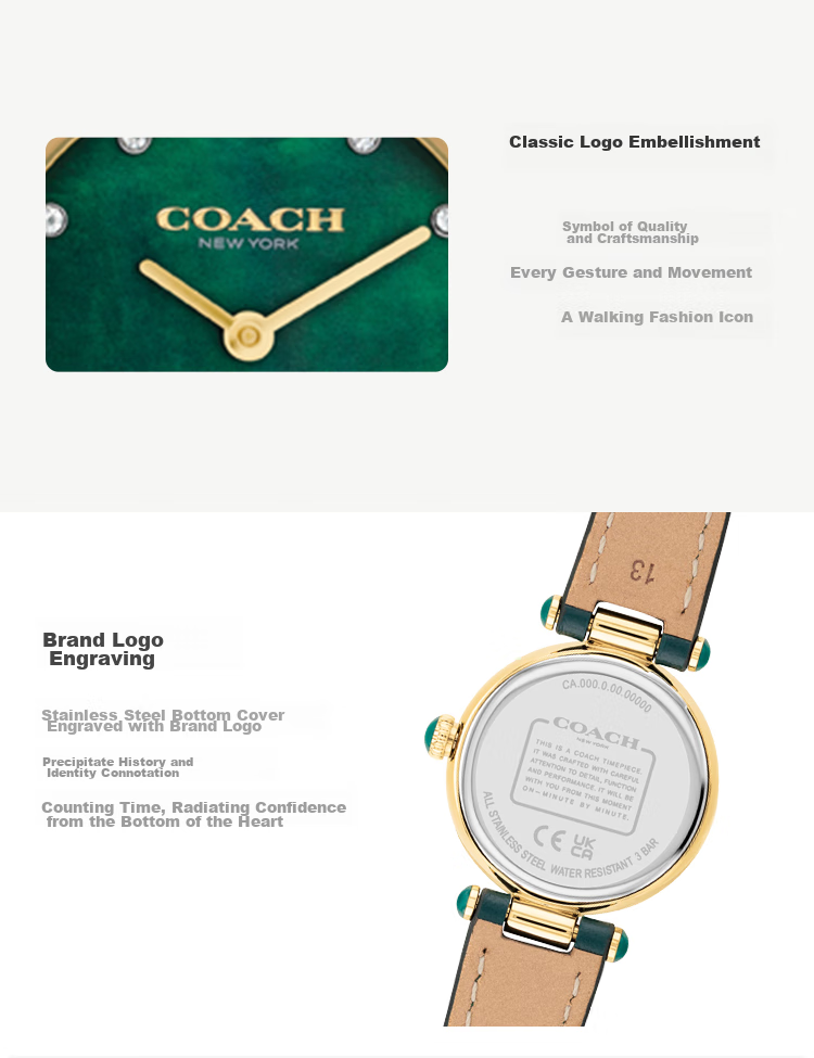 COACH CARY Series Women's Watch with Leather Strap And Quartz Movement 14503951, Recommended by Kong Xue'er, Mid-Autumn Festival Gift/for Gifting 6