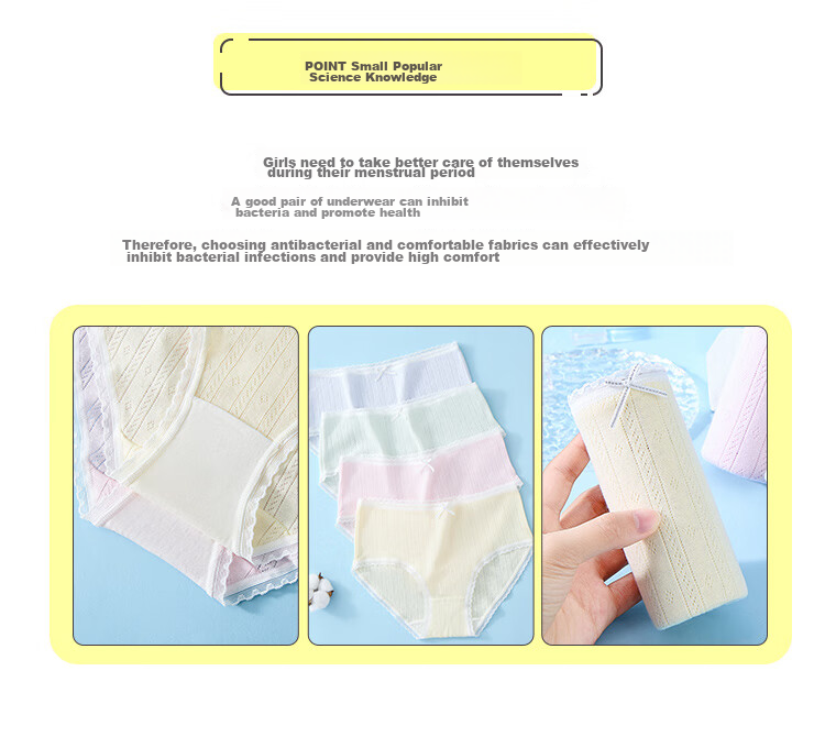 LangSha Girls' Summer Thin Mesh Underwear, High School Student Pure Cotton Antibacterial Triangle Panties, Pack of Four 2