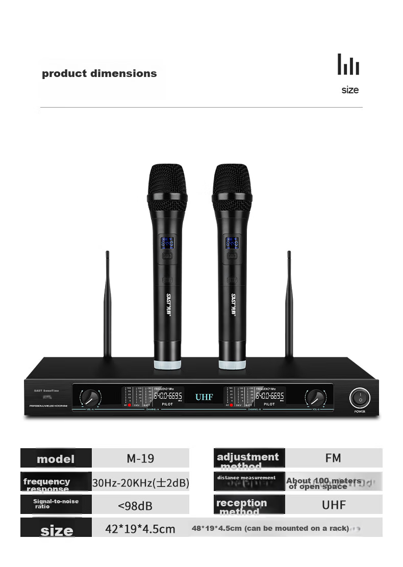 SAST Handheld Four-Channel Wireless Microphone, UHF Mic with Barrier-Free 100-Meter Transmission, Anti-Howling, Professional Stage Singing, Home Use, Conference Speaking, Training, Broadcasting, Wedding Banquet, KTV 11