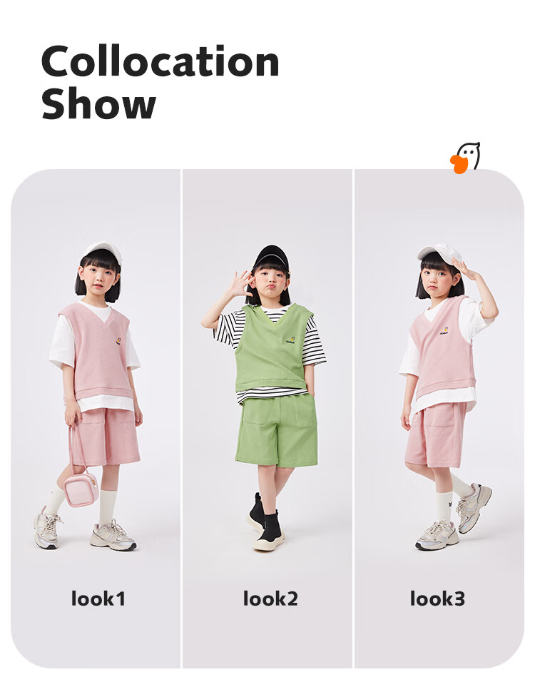 QQ DUCK Girls' Summer Outfit Set, Children's Sports Short-Sleeve Shorts, Youth Clothing, Waffle Texture, Green; Size 120 6