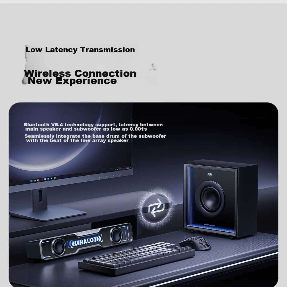 EDIFIER Halo Soundbar Max Computer Speakers, Abyss Ambient Light, Desktop PS5 Gaming Speakers, Dawn White 11