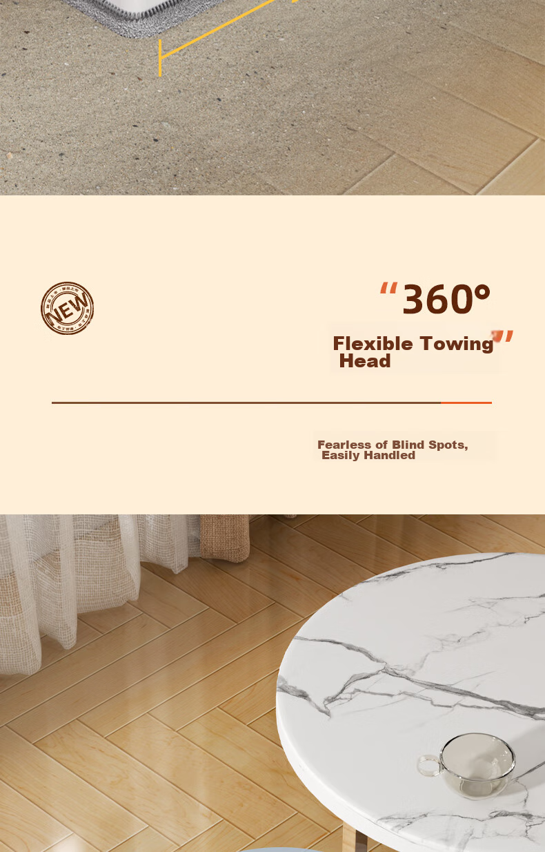 Dongfangliangjie Mop, All-In Household No-Hand Washing, Extra Large with Bucket, 50cm Scrubbing, Lazy Person's Mop, Flat Mop Cleaning Tool 10