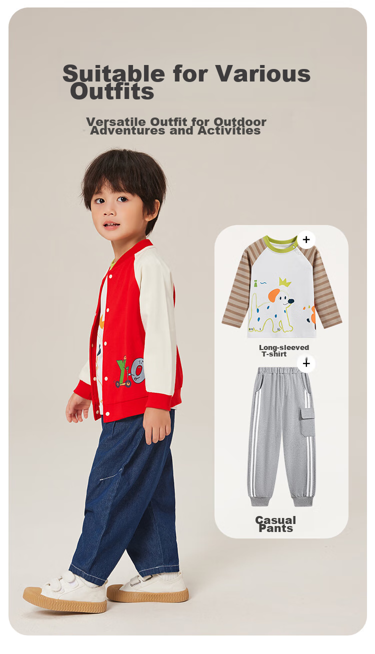 YUZHAOLIN Children's Jacket, Baby Baseball Jacket, Boys' Short Outerwear for Going Out, Casual Clothing for Young And Older Children, Kids' Wear 7