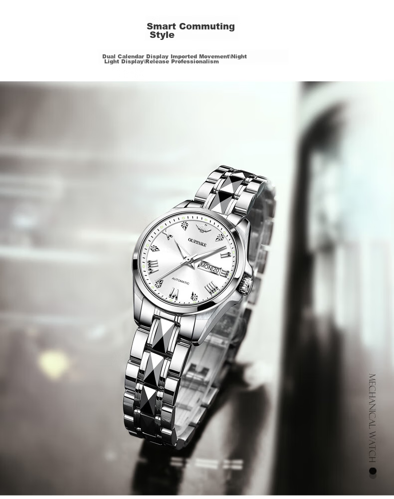 Oupinke Women's Fully Automatic Mechanical Watch, Skeleton Design with Diamond Inlay, Imported Movement, Butterfly Wristwatch, Birthday And 520 Gift for Girlfriend 17