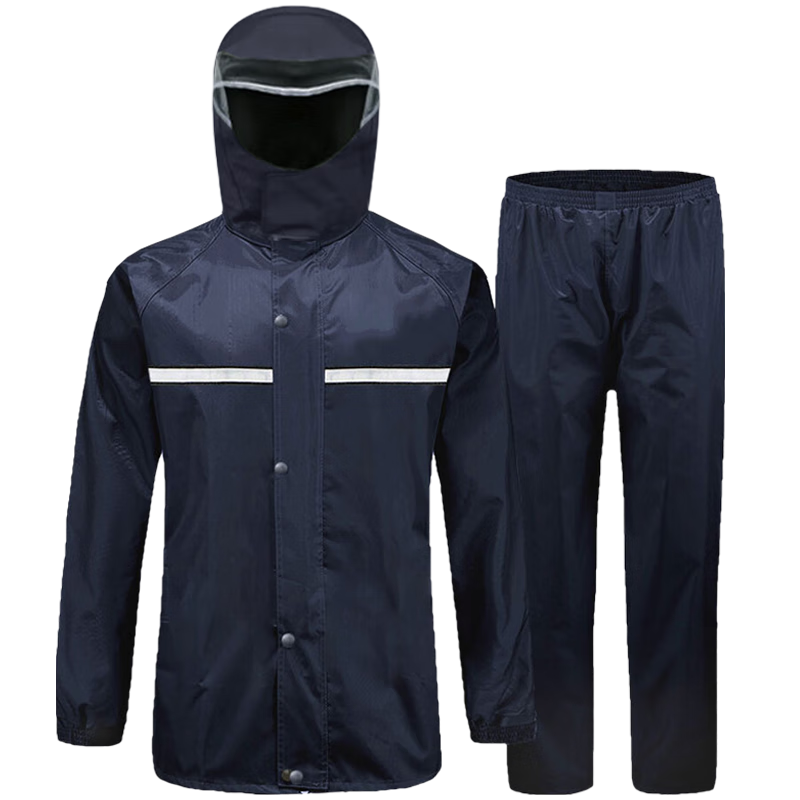 Tongdayu Raincoat And Rain Pants Set with Brimmed Hat, Security Outdoor Construction Site Safety Reflective TDY-005 Navy Blue 4XL
