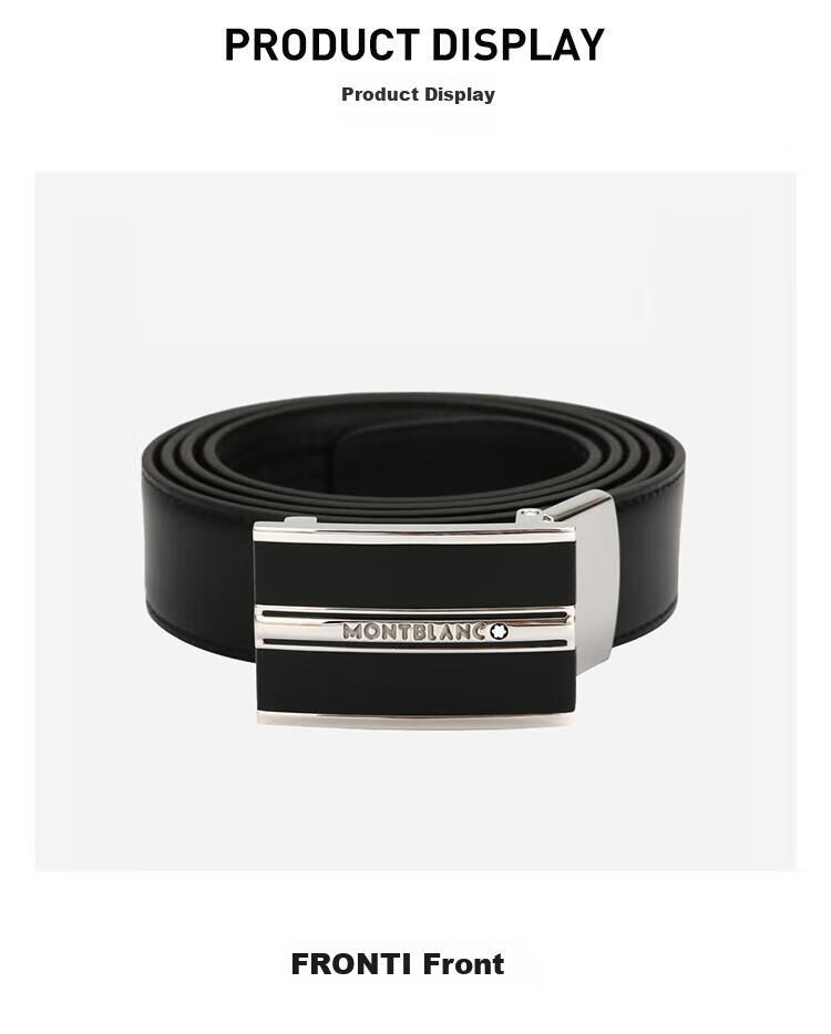 MONTBLANC MONTBLANC Leather Buckle Automatic Buckle Black Single-Sided Belt, 3cm, 118421, Mid-Autumn Festival Gift 7