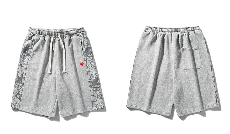 Chaersitaoxin Large Size Shorts for Men, Summer Loose-Fitting American Bear Print Casual Sports Knee-Length Shorts, Black, XL 4