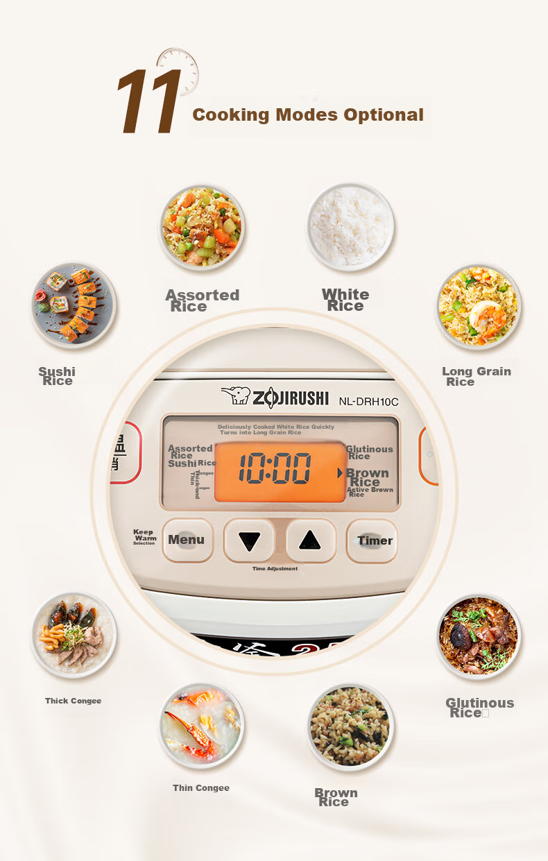 ZO JIRUSHI Rice Cooker, Multifunctional, Microcomputer-Controlled Smart Rice Cooker, Programmable Rice Cooker, 5L NL-DRH18C (Serves 4-5 People) 8
