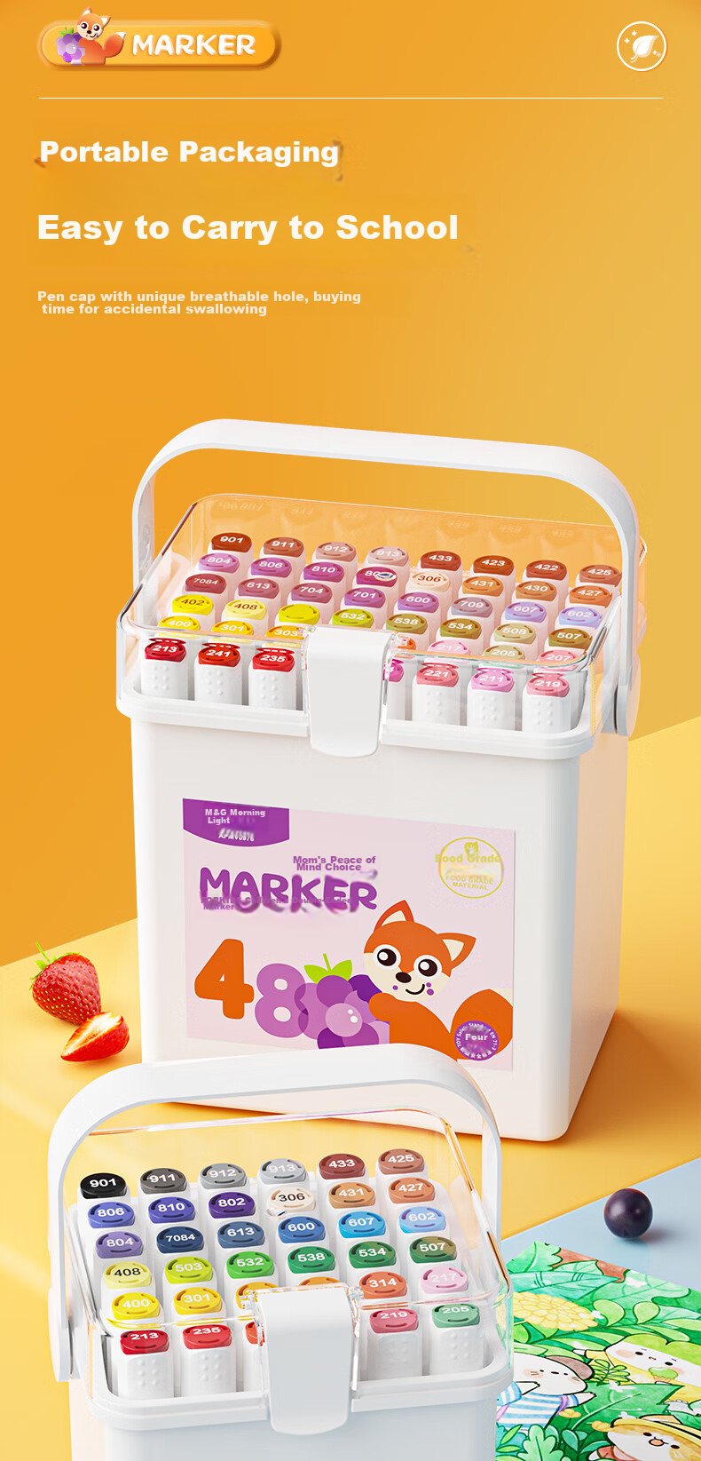 M&G Stationery, 36 Colors Food-Grade Water-Based Markers, 30% Extra Safe, Children's And Student Triangular Dual-Tip Watercolor Pens, Drawing Brushes, Birthday Gift, APMV0977 13