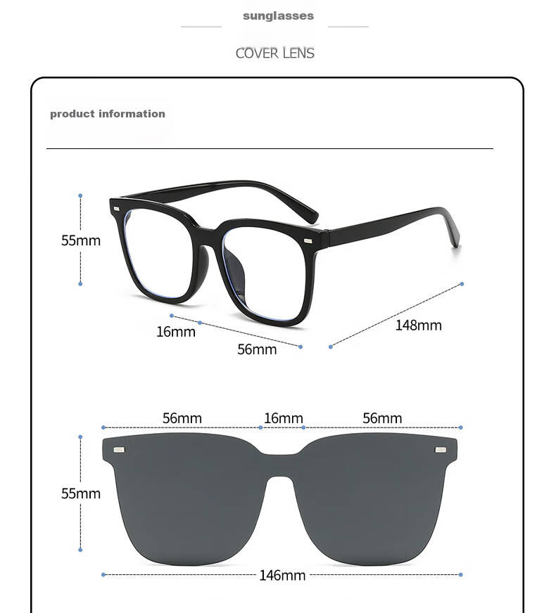 LOVECRAFT Myopia-Specific Sunglasses Clip-Ons for Driving, Polarized Clip-Ons for Black Frames - Night Vision Lenses, Sunglasses with UV Protectio 25