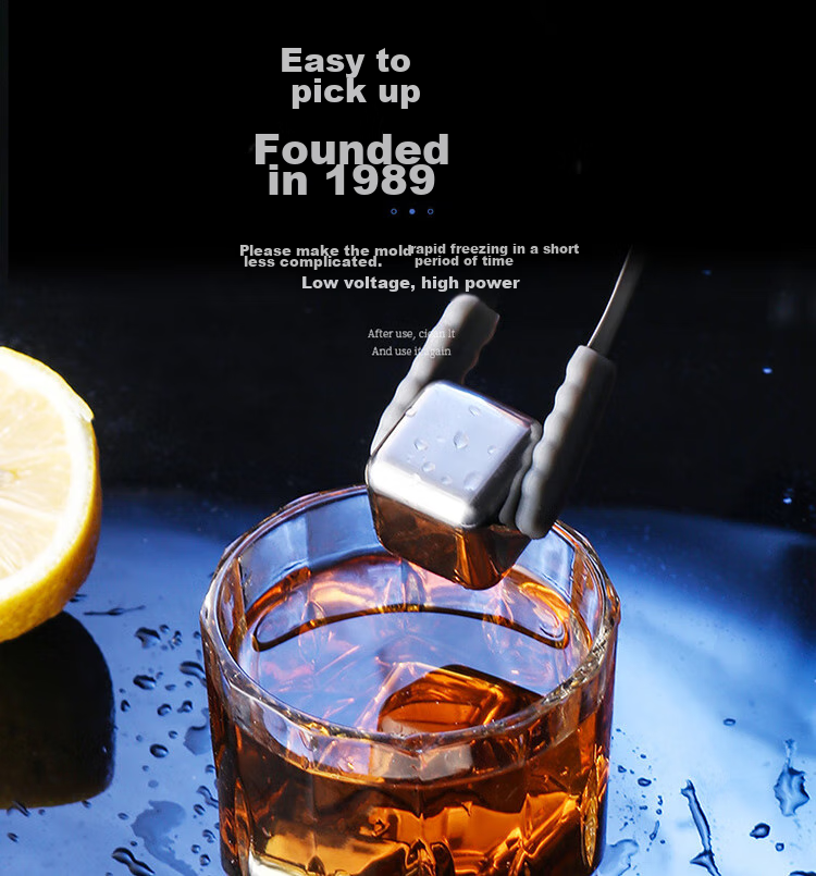 BJ 304 Stainless Steel Ice Cube Tray, Square Quick-Cool Metal Ice Cube Maker Mold, 4-Piece Set CP-127 12