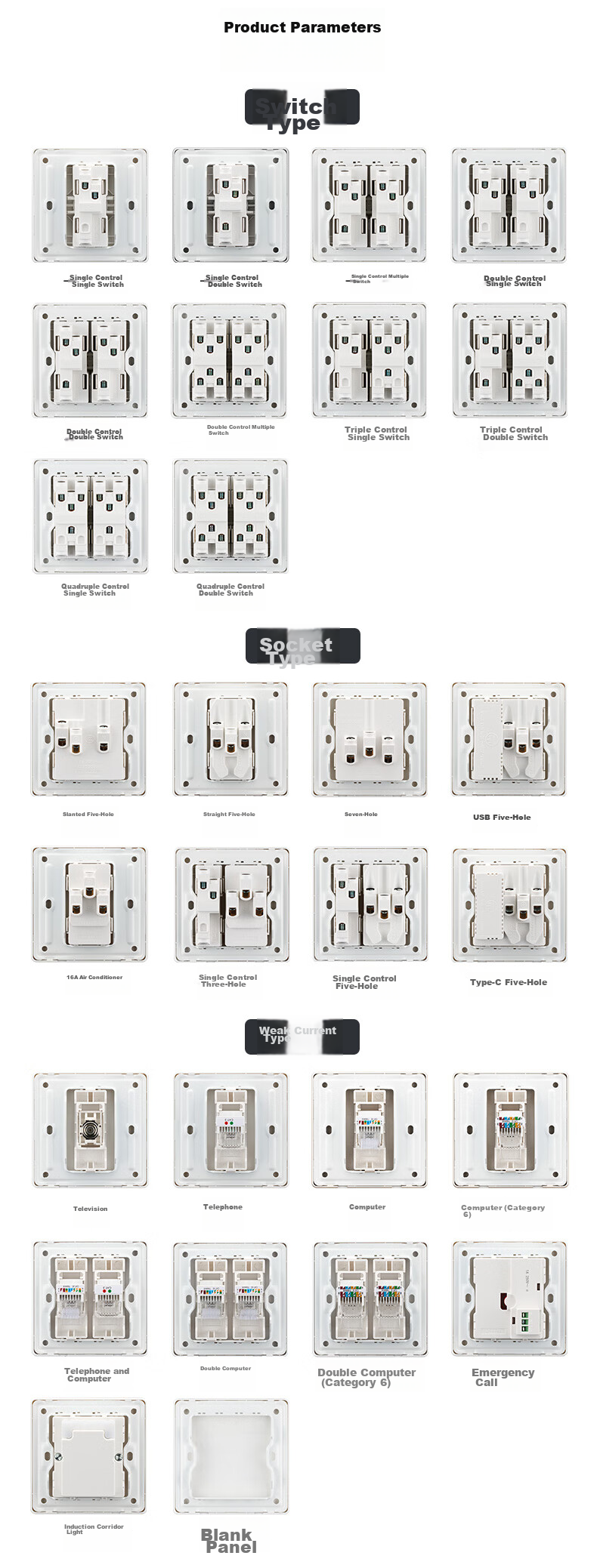 DELIXI Switch Socket Panel CD290 Series Ultra-Thin Pure Flat Large Plate [Single Switch Control] Polar White 23