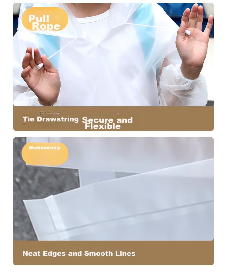 NOLANSEND Disposable Raincoat Poncho for Children, Boys And Girls, Thickened Semi-Transparent, Essential for School Students, White Three-Piece Set 8