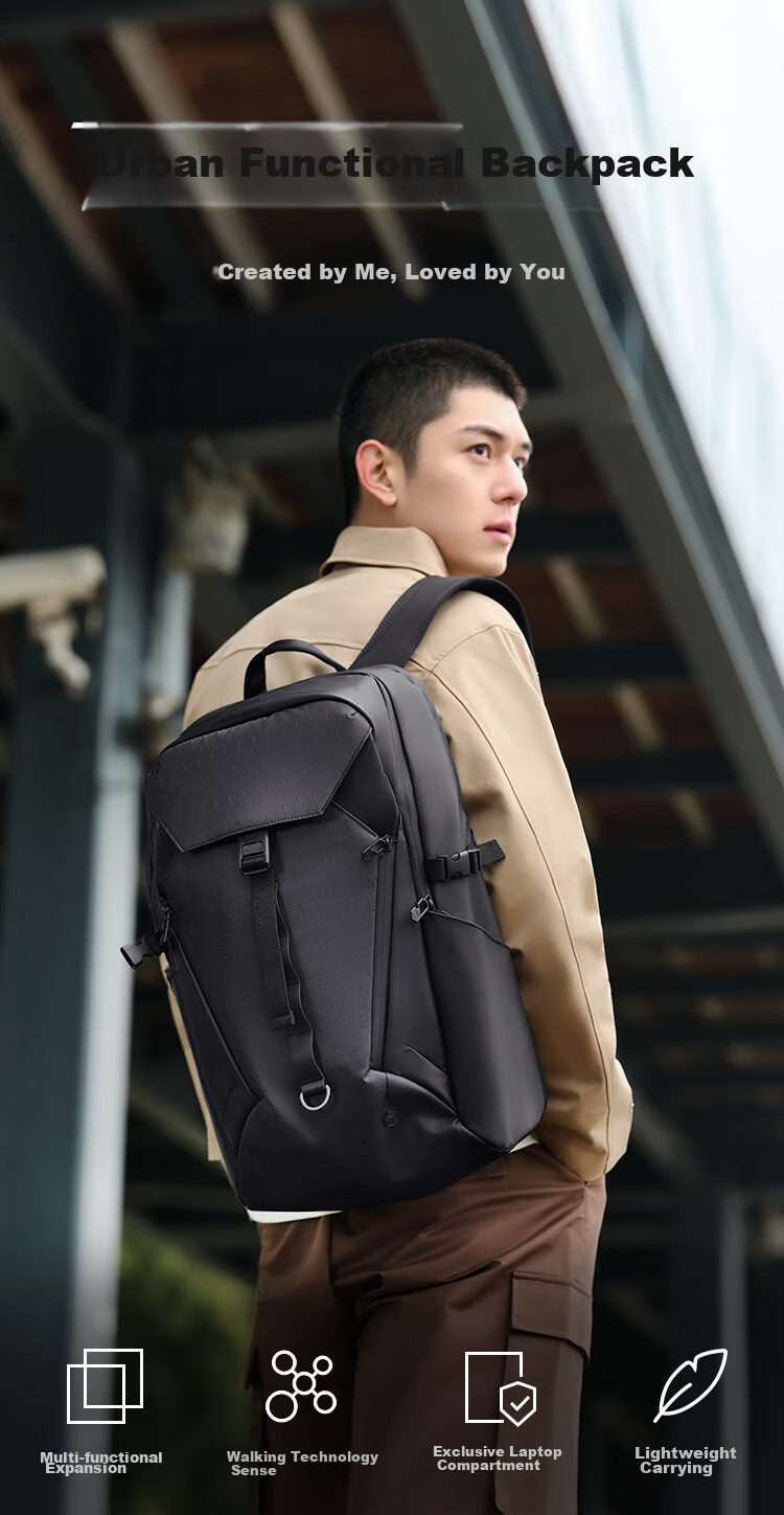 JD Original Black Knight 2.0 New 2026 Men's Backpack, Outdoor Hiking Bag, 26L Sports Business Laptop Bag 1