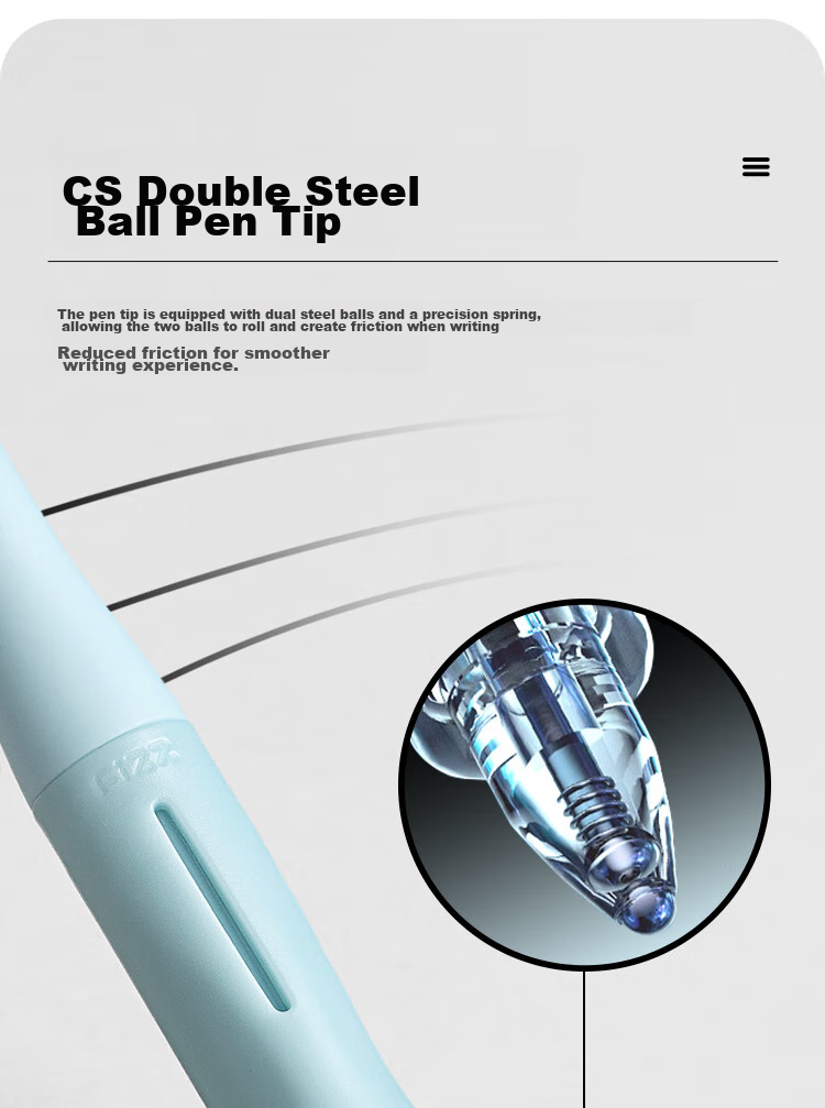 Fizz Quick-Drying Retractable Gel Pen, Stylish Design, 0.5mm Low Center of Gravity, Double Steel Ball CS Tip, Large Capacity Office Signing Pen, Back-To Exam Pen, 4-Pack B73003 3