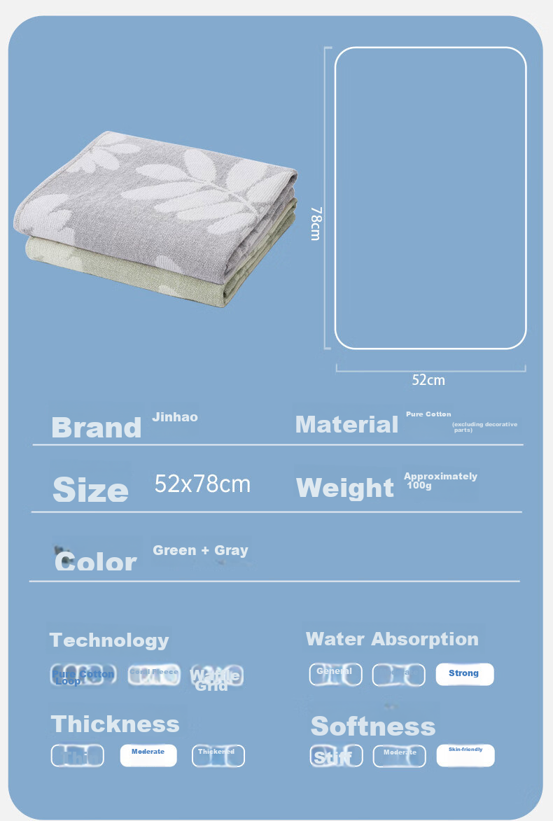 Jinhao 100% Cotton Pillowcase Pure Cotton Four-Layer Gauze Double Breathable Sweat-Absorbent Pillow Towel 50*80cm Round Flower Pattern Pair 13