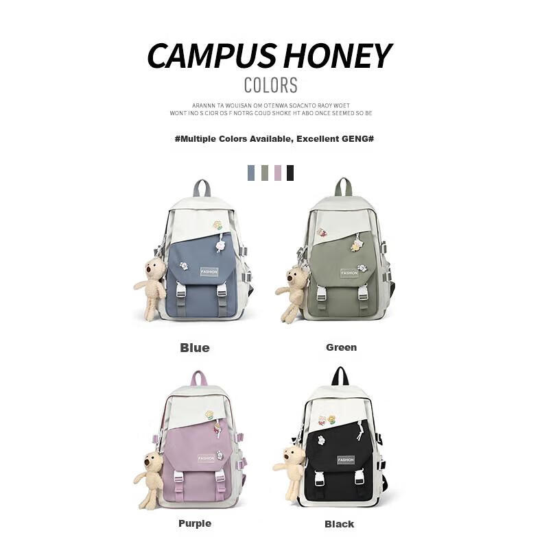 Viney High School Backpack for Middle School Girls, College Students, Primary School Students Grades 4-6 Children Ins Korean Style Backpack 15.6 Inch Laptop Backpack Large Capacity Fashionable Casual Travel Bag High Aesthetic Value Lightweight Stress-Reducing And Load-Reducing Simple Desig 2
