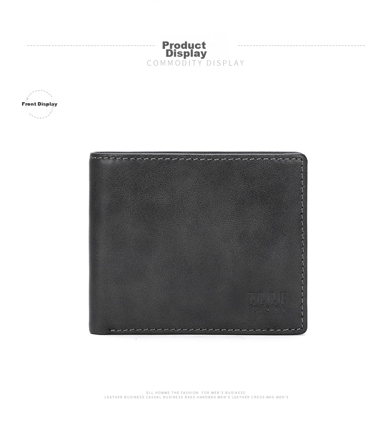 ELLE HOMME Men's Short Wallet, Top-Grain Leather Multifunctional Billfold, Horizontal Style Wallet 3820, Birthday Gift for Me 6