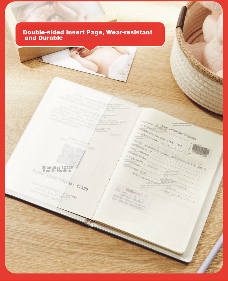 JONEVEE Vaccination Record Protector Sleeve, Small Size Vaccine Book, Baby Medical Birth Certificate Cover, Thickened Pink, ZWYM03 11