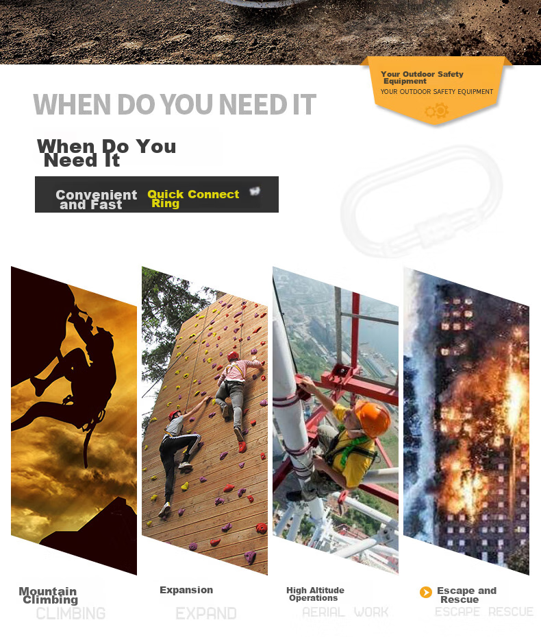 Golmud Safety Hook O-Type 25KN Main Lock, Climbing And Rock Climbing Anti-Slip Buckle, Load-Bearing Safety Hook GM908 3