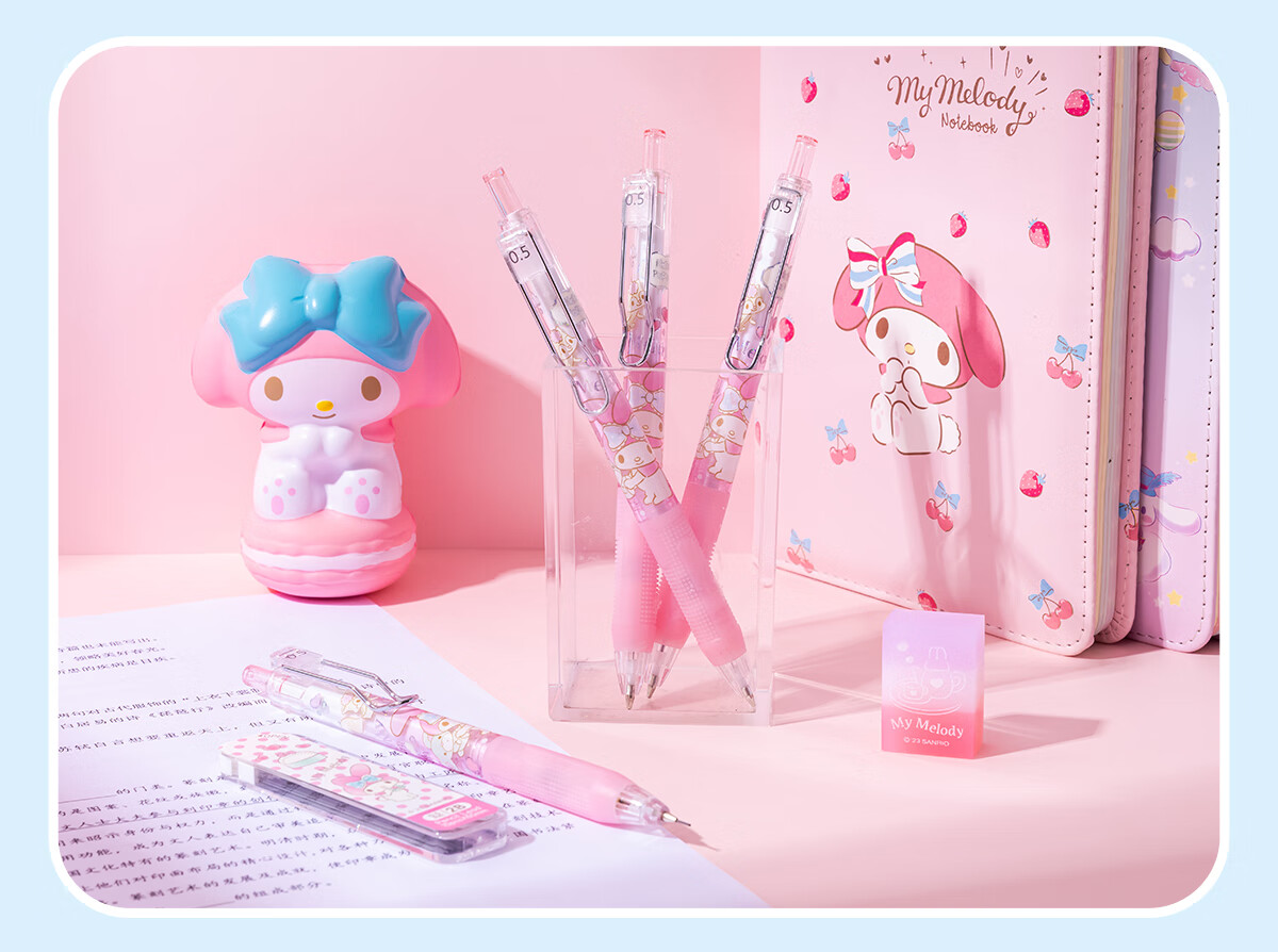 IiGEN Mechanical Pencil Stationery Sanrio Elementary School First Grade 0.5mm Soft Rubber Grip Low Center of Gravity Not Easily Broken Pencil School Supplies Essential Mechanical Pencil Pochacco One Piece 9611 15