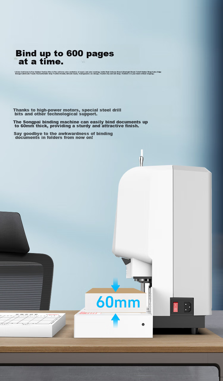 GEPAD 60mm Accounting Voucher Automatic Binding Machine, 600-Page Financial Binder, Electric Hole Puncher, Office File Riveting Machine, Thermal Binding Machine, Document Hole Puncher 6811 9
