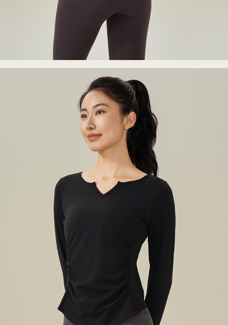 Ziyouxi Yoga Wear for Women, Spring And Autumn Quick-Dry Sports Fitness Top T-Shirt, Pilates Dance Training Long-Sleeve Cover-Up 16