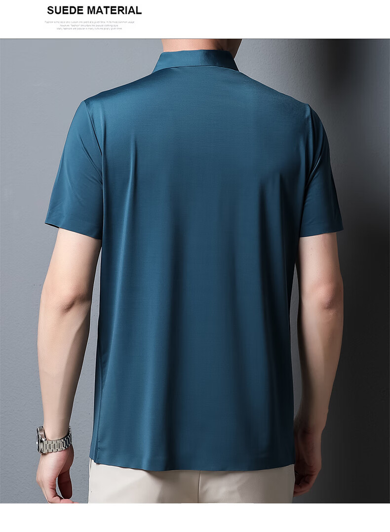 ROMON Short-Sleeve Polo Shirt for Men, Ice Silk High-Elastic Cool Feeling, Middle-Aged And Young Summer Business Solid Color Top A28 6