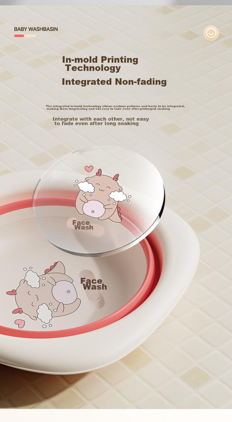 DOCTOR MA Foldable Baby Washbasin, Newborn Face Basin, Can Be Hung And Folded, Diaper Changing Basin, Cartoon Design, Set of 3 9