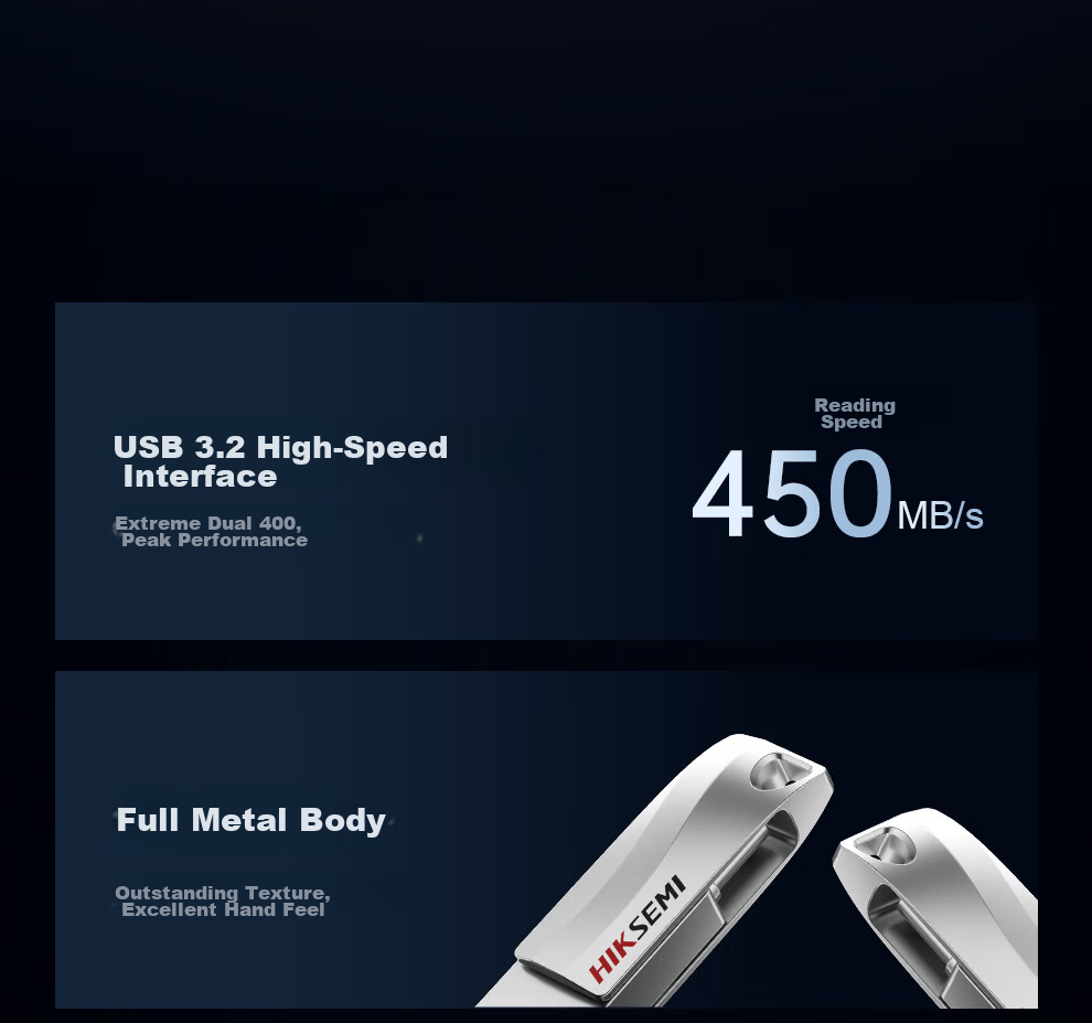 HIKVISION 128GB Dual-Interface Type-C Smartphone USB Flash Drive S400, USB3.2 High-Capacity Fast Flash Drive, Read Speed 450MB/s, Compatible with Huawei And Apple Phones, Computers, Universal Thumb Drive 2